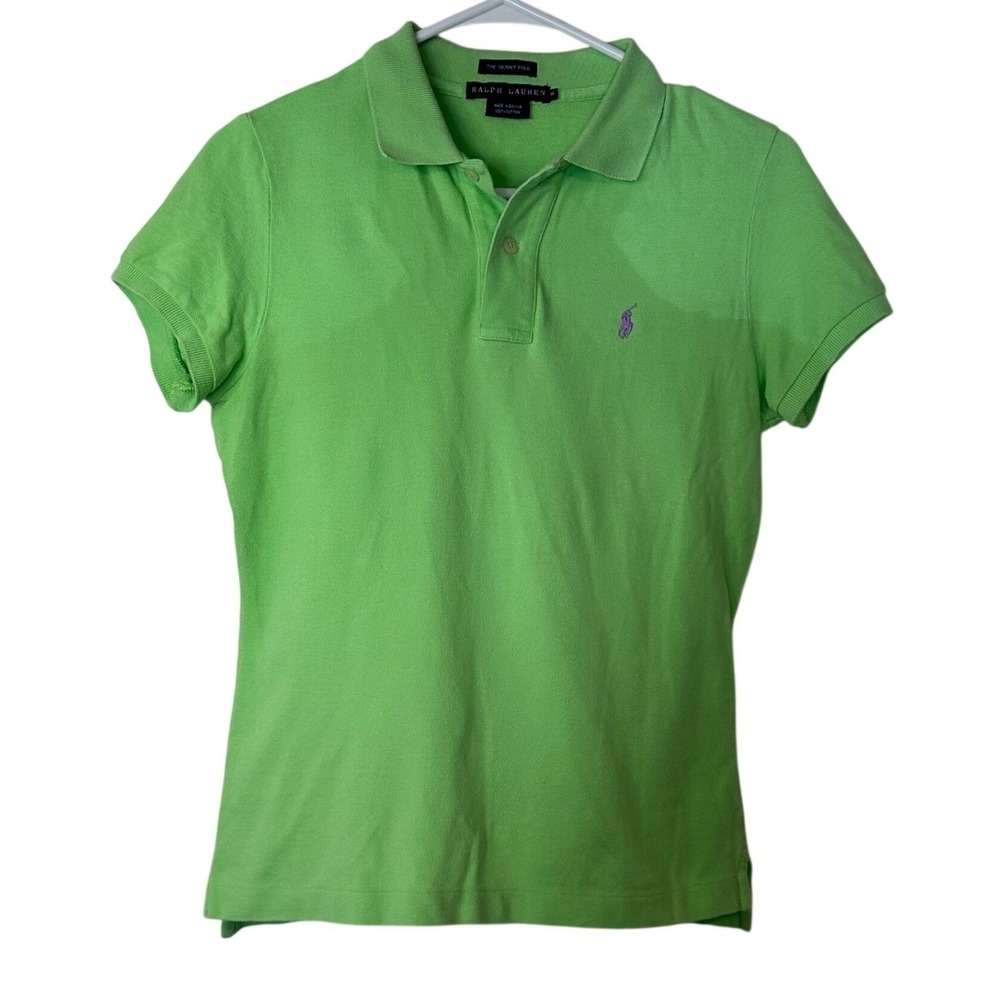 Ralph Lauren The Skinny Polo Size M Preppy Slim Y2K Lime Green Bright Tenniscore